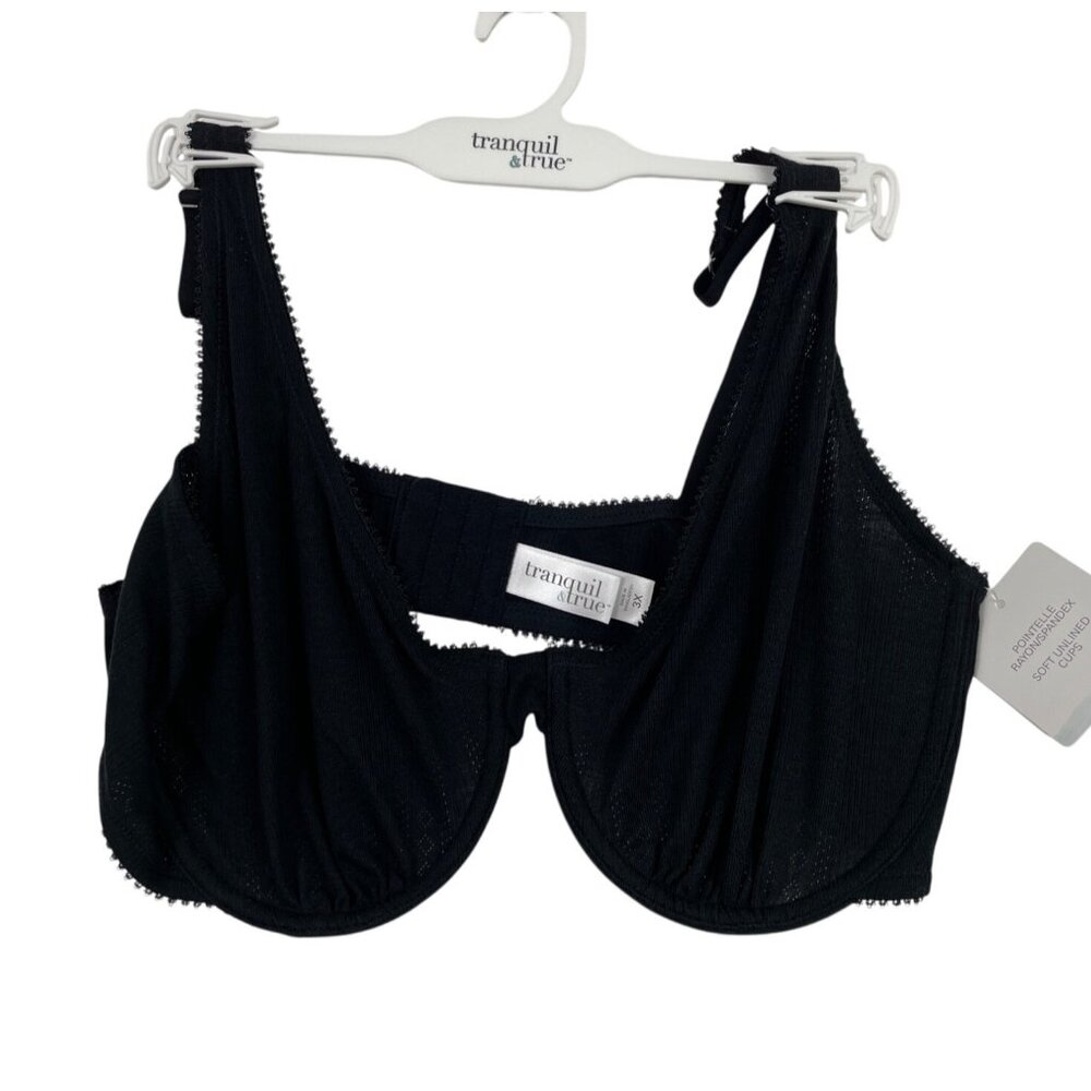 Tranquil & True Black Underwire Bra Adjustable Straps & Hook Closure Size 3X